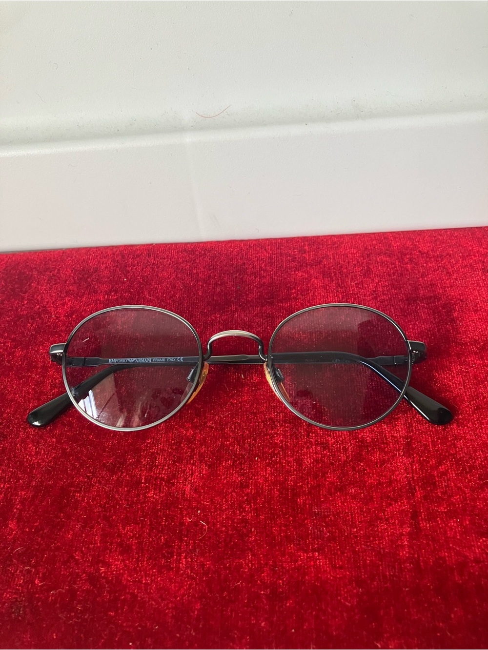 Vintage Emporio Armani 008 Sunglasses Frame Italy Gunmetal Wire.